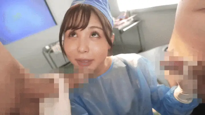 【高橋ほなみ】甘サド変態ナースがM男達に2本同時手コキしちゃう！